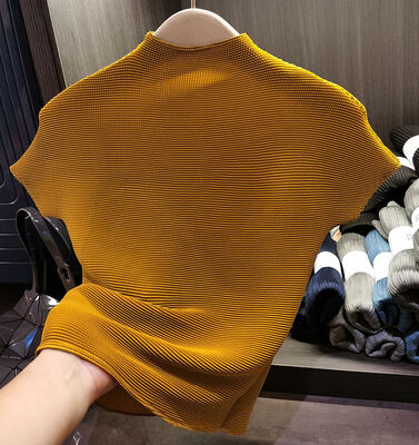 Women's Summer New Classic Versatile Stretch Comfortable Pullover Peplum Top Solid Color Stand Collar Short Sleeve T-shirt