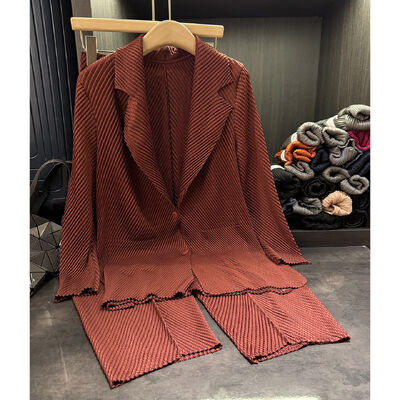 Workplace Design-Inspired Niche Autumn Suit Set High-End Feel Fish Scale Pleats Easy Care No Ironing Needed Elegant Two-Piece
