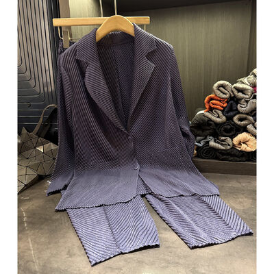 Workplace Design-Inspired Niche Autumn Suit Set High-End Feel Fish Scale Pleats Easy Care No Ironing Needed Elegant Two-Piece