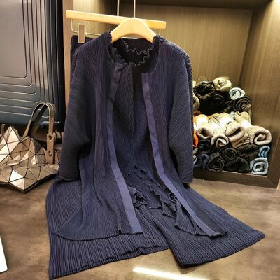 Autumn New High-End Women's Three-Piece Set Solid Color Casual Simple Sleeveless Long-Sleeve Jacket High-Waisted Loose Knitting