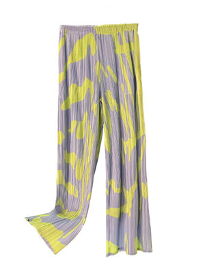 Women's Summer Two-Piece Casual Suit Color-Blocked Printed Pleated Stand-Up Collar Short-Sleeved T-Shirt Loose New Slimming Look