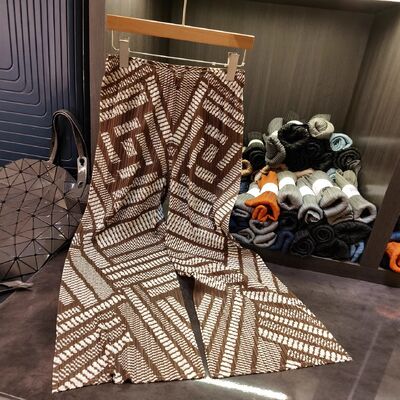 New European & American Women's Casual Summer Pants High Waist Irregular Stripe Printed Loose Joker Straight Wide Design