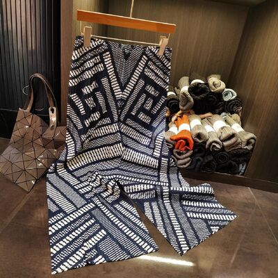 New European & American Women's Casual Summer Pants High Waist Irregular Stripe Printed Loose Joker Straight Wide Design