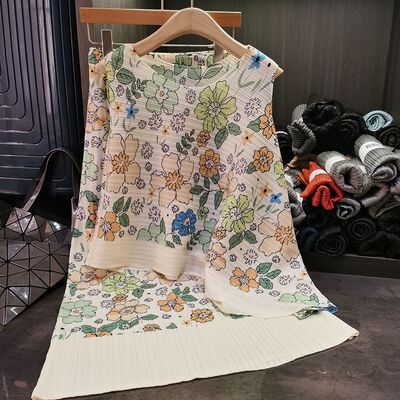 Floral Print Two-Piece Set New Age-Reducing Vest Elastic Waist A-Line Summer Casual Short Floral Casual Summer