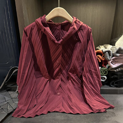 Simple casual hooded pleated lazy style autumn new Korean version loose plus size solid color long sleeved Cota