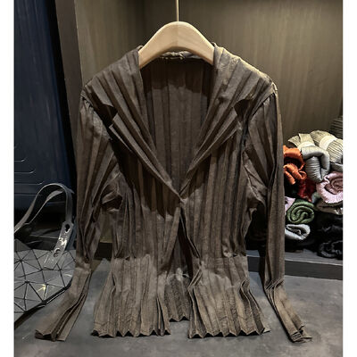 High-end Korean Style Pleated Solid Color Single Button Breathable Blazer Elegant Casual Lazy Atmosphere Slimming Cardigan for