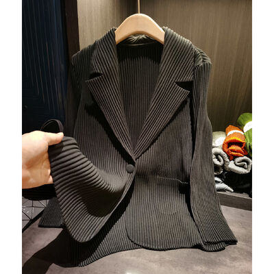 High-End Korean Style Casual Jacket for Women New Autumn Suit Collar Single Button Loose Versatile Design Long-Sleeved Top
