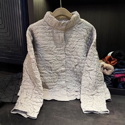 New Winter Single-Breasted Quilted Coat Versatile Slimming Warm Top Stand-Up Collar Long Designed Vintage Simple Solid Color