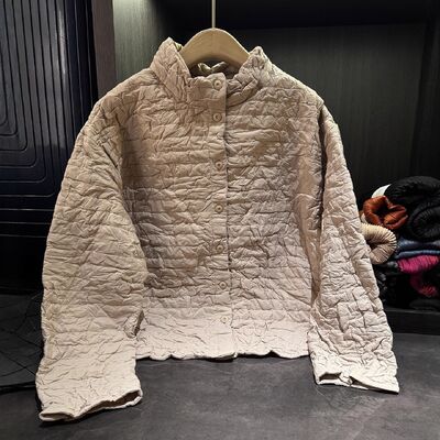 New Winter Single-Breasted Quilted Coat Versatile Slimming Warm Top Stand-Up Collar Long Designed Vintage Simple Solid Color