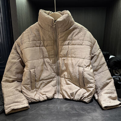 Women's Winter Cotton Jacket Solid Color Loose Short Stand Collar Long Sleeve Zipper Versatile Slim Thick Coat Top Casual