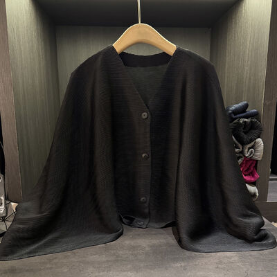 Design Sense Solid Color High-End Ruched Cardigan Jacket Women Autumn New Casual Versatile Slimming Regular Sleeve Long Sun