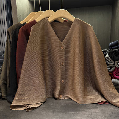 Design Sense Solid Color High-End Ruched Cardigan Jacket Women Autumn New Casual Versatile Slimming Regular Sleeve Long Sun