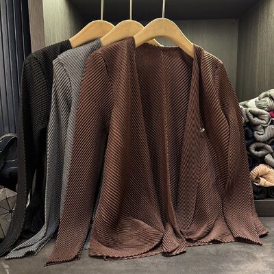 High-End Long Casual Dragon Scale Blazer Women Spring Autumn Solid Color Fish Leather 100% Polyester Versatile Loose Plus Size