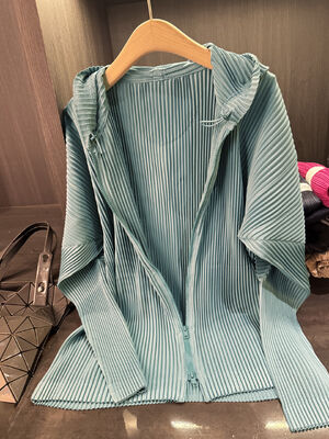 Autumn Style High-End Women's Cardigan Jacket Zipper Closure Hood Versatile Casual Pleated Slimming Top Solid Polyester Worsted