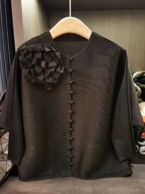 Elegant Solid Color Three-Dimensional Floral Single-Breasted Multi-Button Short Jacket High Quality Women's Casual Slim-Fit Top