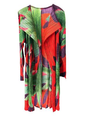 Autumn New Style High-End Windbreaker Elegant Casual Mid-Length Coat Contrasting Color Printed Pleated Suit Collar Long