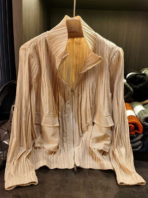 High-End Women's Autumn Casual Cardigan Top Fashionable Double-Zipper Ruched Loose Long-Sleeve Versatile Rabbit Woven Short