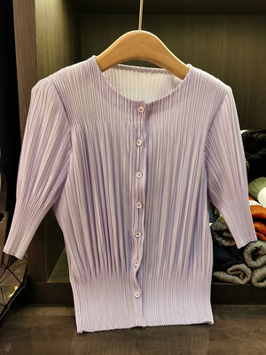 Women's Fashionable Summer Sweet Short Jacket All-Match Neck Age-Reducing Top Casual Single-Breasted Solid Color Skinny Front