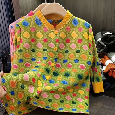 Women's  Single-Breasted Top Fashionable Print Age-Reducing Versatile Breathable for Spring Winter