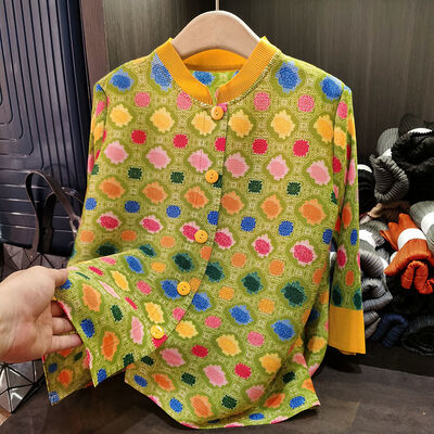 Women's  Single-Breasted Top Fashionable Print Age-Reducing Versatile Breathable for Spring Winter