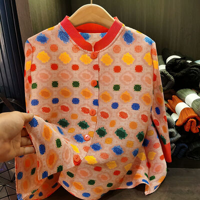 Women's  Single-Breasted Top Fashionable Print Age-Reducing Versatile Breathable for Spring Winter