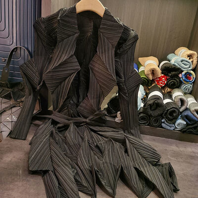 Design Large Size Long Sleeve Cardigan Solid Color Flower Bud Coat New Style Folded Irregular Loose Casual for Summer