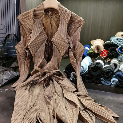 Design Large Size Long Sleeve Cardigan Solid Color Flower Bud Coat New Style Folded Irregular Loose Casual for Summer