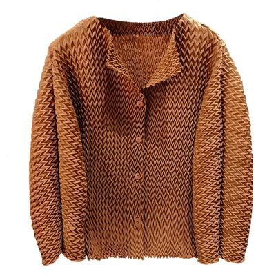 Classy Women's Slim Long-Sleeved Tops Coat Elegant Casual Versatile Spring Pleated Bat Sleeves Long Length Polyester