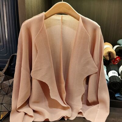Early Spring Elegant Women's Cardigan Versatile Loose Slim Long-Sleeved Jacket Pure Color Suit Collar Casual Coat