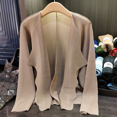 Early Spring Elegant Women's Cardigan Versatile Loose Slim Long-Sleeved Jacket Pure Color Suit Collar Casual Coat
