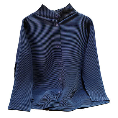 Miyake Japanese Style Women's Long Sleeve Coat Half Turtleneck Solid Color New Casual Loose Slimming Plus Size Thin Autumn