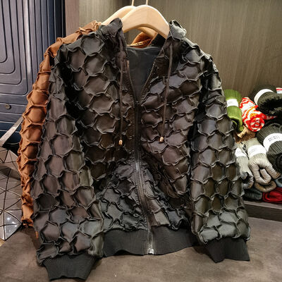 Women's High-End Age-Reducing Hooded Coat Heavy Craft Pleated Zipper Breathable Spring Casual Versatile Solid Color