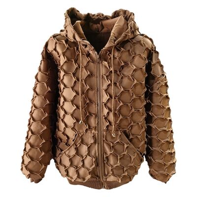 Women's High-End Age-Reducing Hooded Coat Heavy Craft Pleated Zipper Breathable Spring Casual Versatile Solid Color