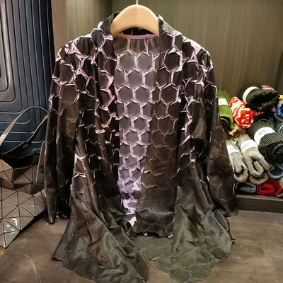 Women's Spring New Style Heavy-Duty Long-Sleeved Cardigan Top Versatile Casual Pleated Coat Made of Polyester