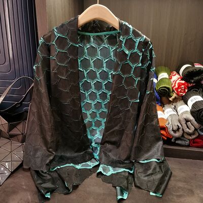 Women's Spring New Style Heavy-Duty Long-Sleeved Cardigan Top Versatile Casual Pleated Coat Made of Polyester