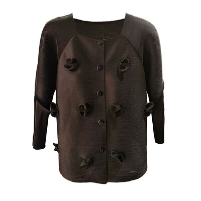 Women's Elegant Work Single-Breasted Cardigan Jacket New Summer Fashionable Square Collar Stereo Flower