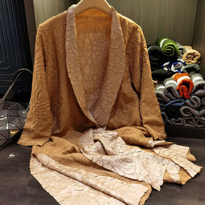 Women's Autumn and Winter New Double-sided Wearable Embroidered Pleated Mid-length Coat