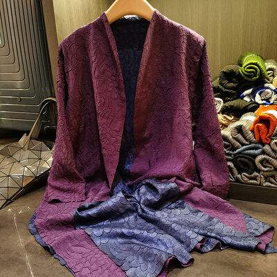 Women's Autumn and Winter New Double-sided Wearable Embroidered Pleated Mid-length Coat