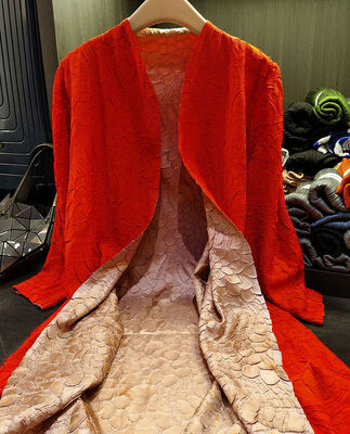 Women's Autumn and Winter New Double-sided Wearable Embroidered Pleated Mid-length Coat