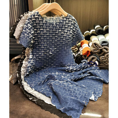Design Sense Triangle Handmade Chiffon Woven Pleated A-line Dress Casual Elegant Commuting Loose Plus Size Women Summer New