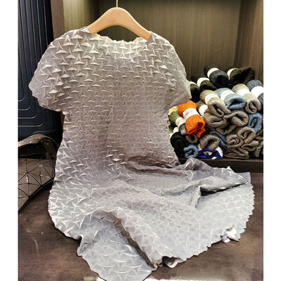 Design Sense Triangle Handmade Chiffon Woven Pleated A-line Dress Casual Elegant Commuting Loose Plus Size Women Summer New