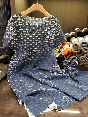 Design Sense Triangle Handmade Chiffon Woven Pleated A-line Dress Casual Elegant Commuting Loose Plus Size Women Summer New