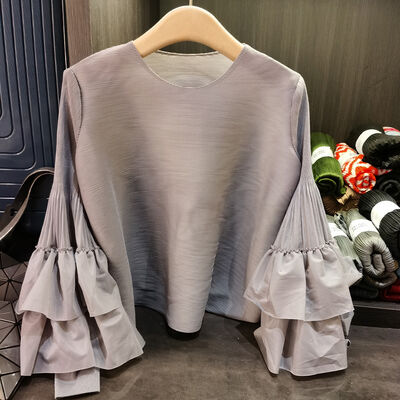 Women's Spring New T-Shirt Age-Reducing Slimming Princess Sleeve Loose Pleated Top Versatile Casual Anti-Pilling