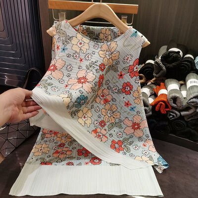 Sweet Solid Pattern Two-Piece Set Short Irregular Tank Top and Above Knee A-Line Skirt with Elastic Waist Casual Style