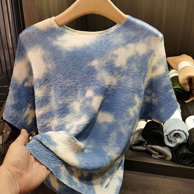 Women's Summer Elegant and Versatile Short-Sleeved T-Shirt Tops Casual Tie-Dye with Slimming Loose Fit