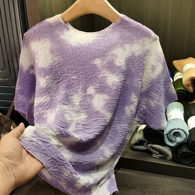 Women's Summer Elegant and Versatile Short-Sleeved T-Shirt Tops Casual Tie-Dye with Slimming Loose Fit