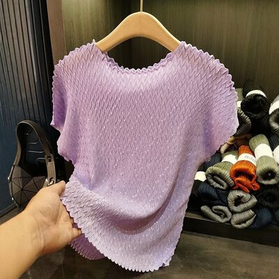 Women's  Top T-Shirt Wave Pattern Design  Easy-to-Match Casual Style for Summer Fashion Knitted Fabric