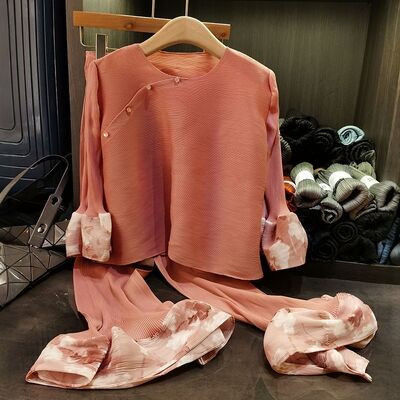 For New design Style New Summer Two-Piece Set Elegant Ruffle Pleated Versatile Slimming Casual Loose Plus Size Fashion Solid