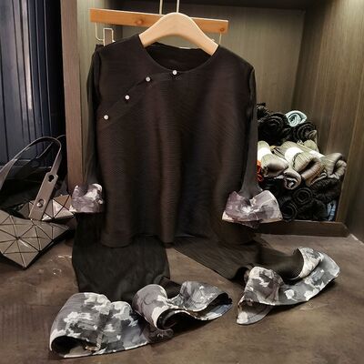 For New design Style New Summer Two-Piece Set Elegant Ruffle Pleated Versatile Slimming Casual Loose Plus Size Fashion Solid