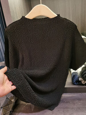 Women's New Summer Casual Crew-Neck Solid Color Pleated Short-Sleeved T-Shirt Loose Slim Top Fashion Everything